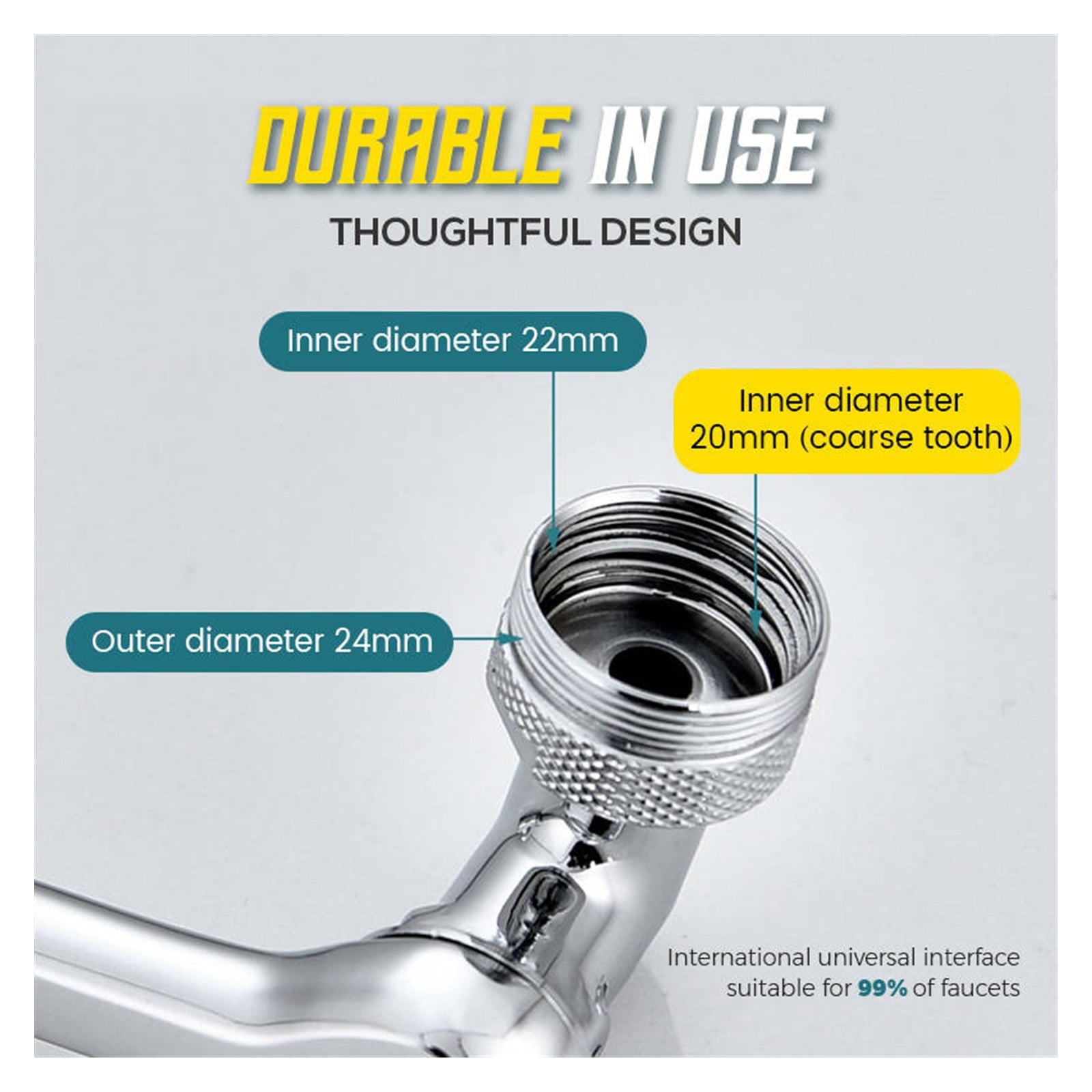 Universal Rotating Faucet Extender 1080 ° Robotic Arm Swivel Extension Faucet Aerator Splash Filter Faucet Bathroom Basin Kitchen Tap Nozzle ,Water Saving