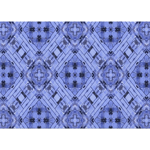 Ahgly Company Machine Washable Indoor Rectangle Transitional Blue Area Rugs, 5' x 7'