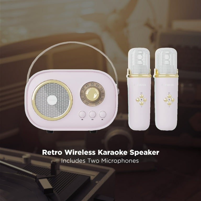 Aiwa Retro Wireless Karaoke Speaker, Light Pink, AI6028-LPNK