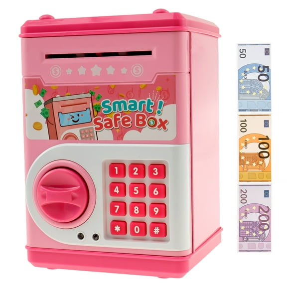 Toorise Children Piggy Bank Cute Kids Money Saving Box with Password and Toy Banknote Electronic Code Piggy Bank Auto Scroll Paper Money Saving Box for Kids Aged 3-12 Years Old