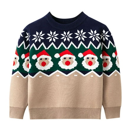 

Peyan 1-6T Toddler Boys Girls Long Sleeve Christmas Santa Claus Sweater Knitted Tops