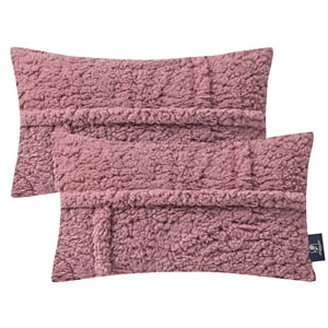 Phantoscope 12 in x 20 in Pink Sherpa, Velvet Decorative Pillow Cover, (2 Count)