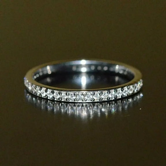 2CT Round Cut Lab Created Wedding Band Engagement Ring 14K White Gold Plated