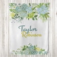 thumbnail image 1 of Botanical Throw Blanket, Blooming Succulents Nature Leaves and Branches in Minimal Colors, Flannel Fleece Accent with Custom Name Photo Backdrop, 60" x 40", Pale Seafoam and Lime Green, by Ambesonne, 1 of 4