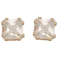 thumbnail image 3 of Women's Gold 6mm Large Square Cubic Zirconia Ear Sense Stud Earrings by Howard's, 3 of 3