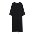 thumbnail image 3 of Men's Thobe Muslim Clothes V-Neck Long Sleeve Pullover Middle East Saudi Kaftan Abaya Dubai Arab Robe with Embroidery Black, 3 of 7