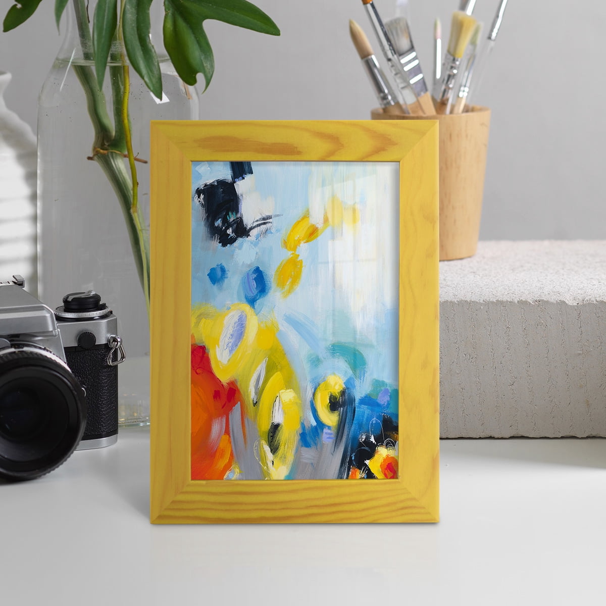 In the Loop III -Framed Print w/glass-Sunflower Yellow