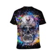 thumbnail image 2 of LAOLIUSN Men's Skull Graphic T Shirt, Colorful Paint Splatter Print Short Sleeve Crew Neck Tee, S-4XL, 2 of 7