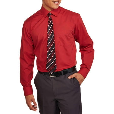 ONLINE - Men's 2-Piece Solid Dress Shirt and Tie Set - Walmart.com