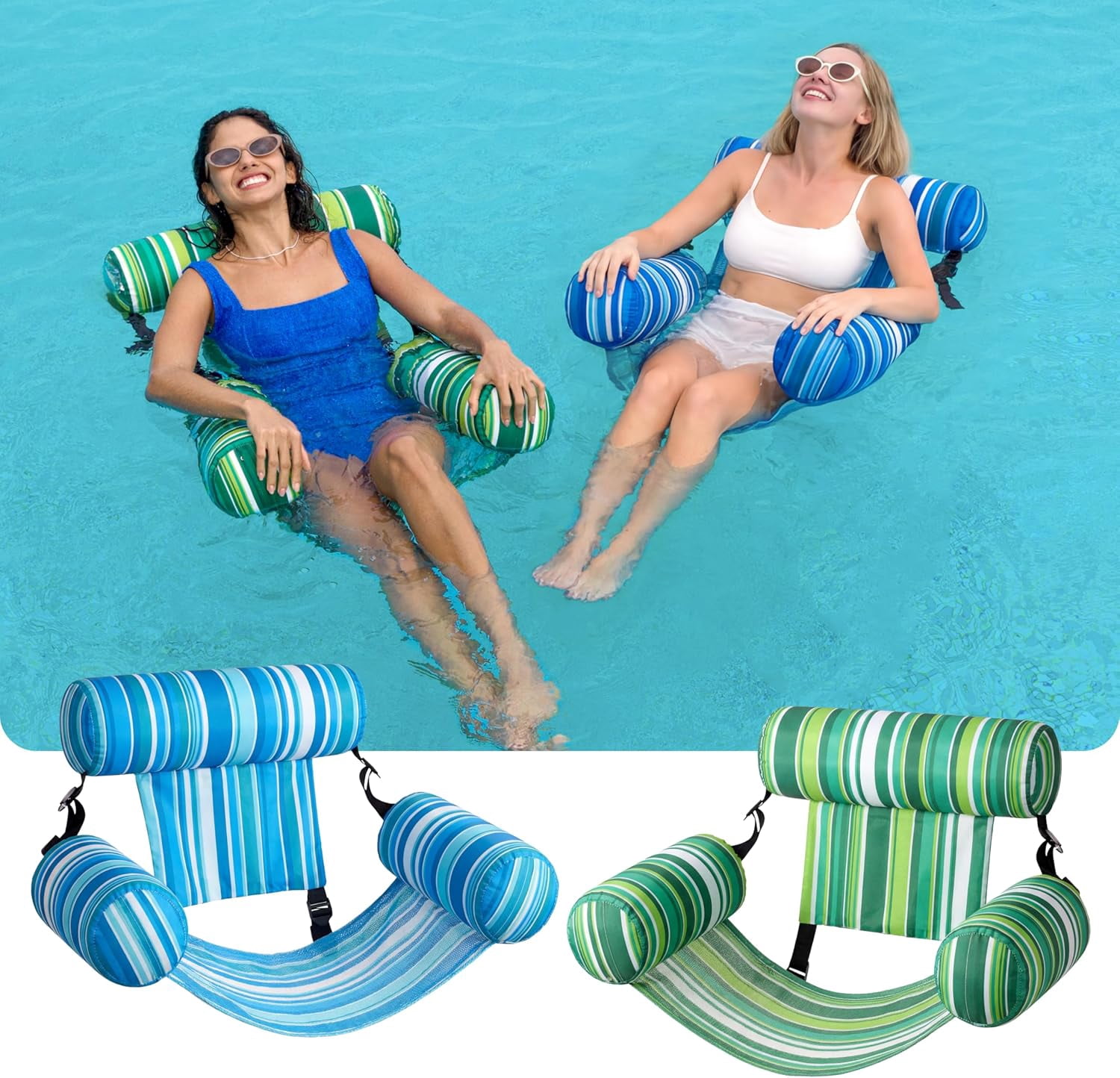 Inflatable Pool Floats Adult,2 Packs Floating Lounge Chairs,Blow up Pool Noodles for Adult Heavy Duty,Floating Chair for Party Summer Water Beach Lake Fun