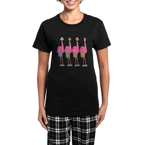 CafePress - Snazzy Flamingos Pajamas - Women's Short Sleeve Print T-Shirt and Pants Dark Cotton Pajama Set
