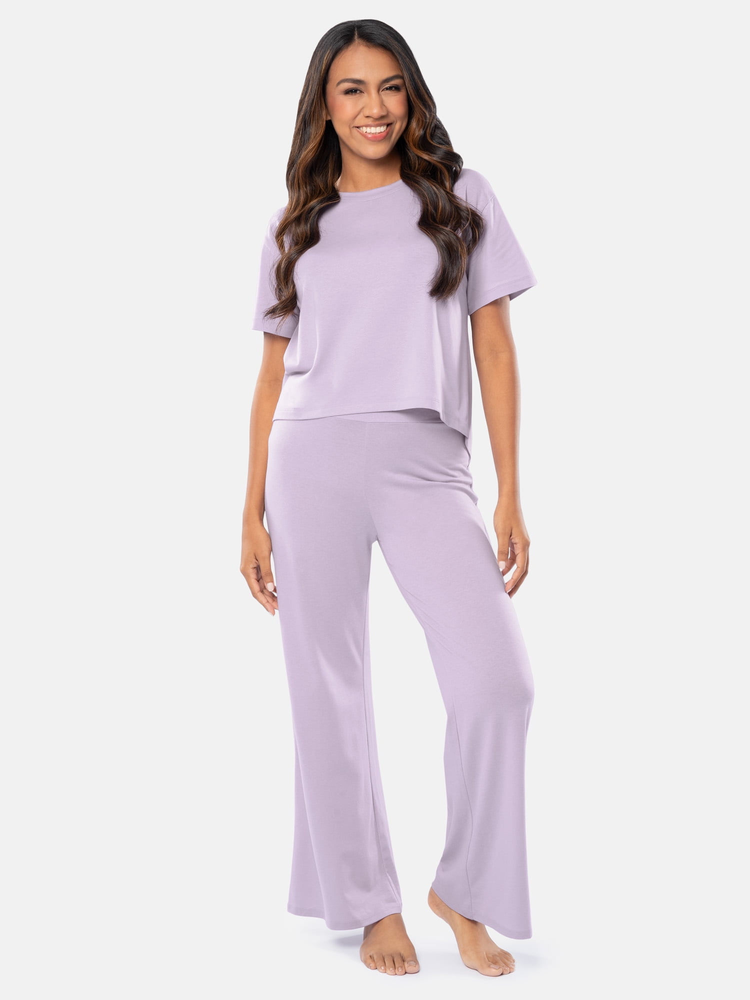 Fruit of the Loom Women's Breathable Short Sleeve Top and Pant Pajama Set, Sizes S-4X