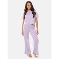 thumbnail image 5 of Fruit of the Loom Women's Soft and Breathable Short Sleeve Boxy Top and Wide Leg Pajama Set, Sizes S-4X, 5 of 14