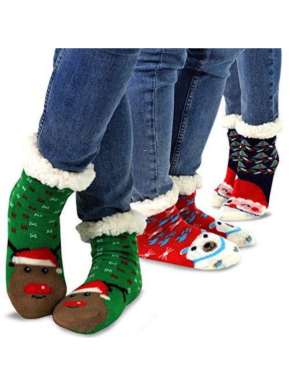 Teehee Soft Premium Thermal Double Layer Christmas Socks, 3-Pack (6-8 Years)