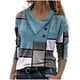 thumbnail image 2 of Pntutb Mujeres Casual Cross Skew Collar Botones Geometría Impreso Blusa de manga larga Camiseta tops Pntutb Pntutb-7278, 2 of 8