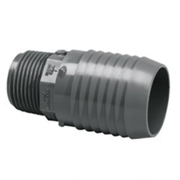 PVC Reducing Male Adapter, Insert x MNPT, 1 1/2 in x 1 in Pipe Size