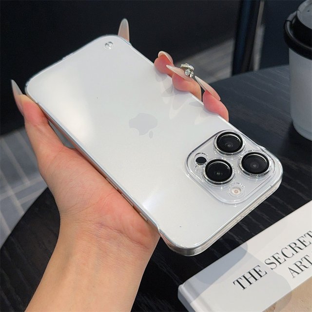 Transparent Ultra Thin Frameless Phone Case For iPhone 16 Pro Max 16 Plus 15 Pro Max Luxury Full Lens Plating Protection Cover Transparent For iPhone 15 Pro Max