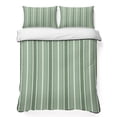 thumbnail image 2 of 3 Pieces King Quilt Set,Sage Green and White Striped Soft Bedding Sets with 1 Quilt & 2 Pillow Shams,Classic Vertical Thin Stripe Summer Bedspread Lightweight Coverlet Comforter for All Season, 2 of 9