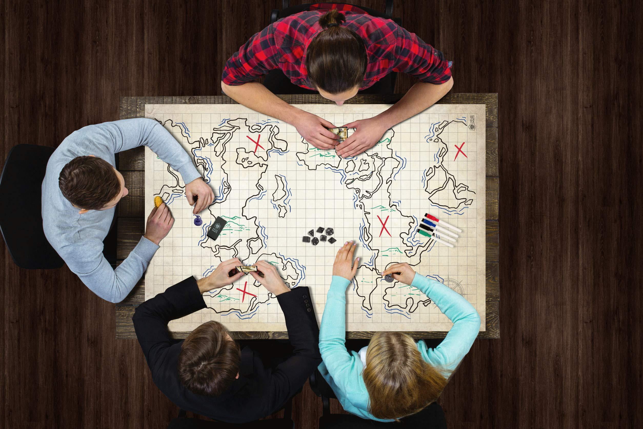 Melee Mats DnD Map Starter Kit  - 35” x 48" Double Sided, Dry Erase Tabletop Board Game