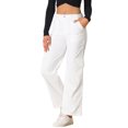 thumbnail image 4 of DARING DIVA Women's Cargo Pants Mid Rise Baggy Wide Leg Y2K Casual Pants with Pockets S White, 4 of 6
