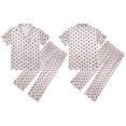 thumbnail image 2 of Otqutp Kids Cute Sleepwear Underwear Set Toddler Baby Girls Spring Summer Love Print Short Sleeve Button Down Shirt Long Pants Outfits Pajamas Clothes(Beige-e,5-6 Years), 2 of 9