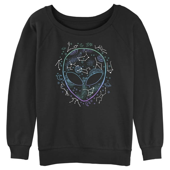 Junior's Lost Gods Alien Zodiac Star Symbols Sweatshirt Black X Large