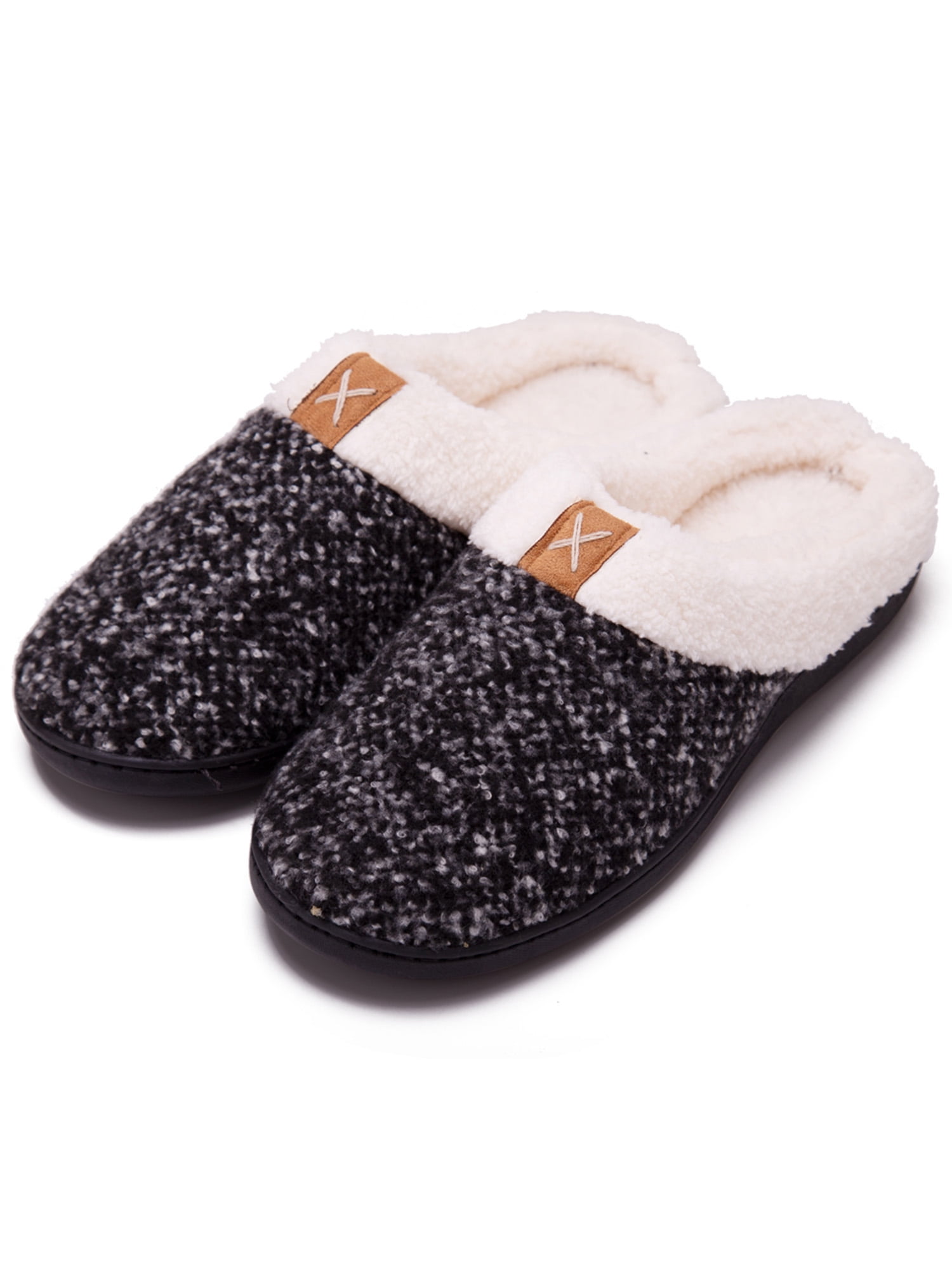 Men Womens Plush Slippers Slip On Soft Comfy Winter Warm Indoor Bedroom Shoes 