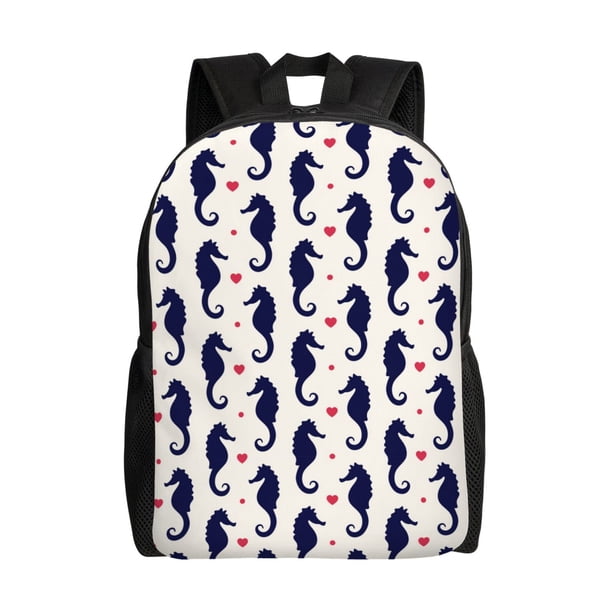 Balery Seahorses and Hearts Mochila - Mochila Estilosa y Duradera para Laptop de 15 Pulgadas con Tela Oxford Impermeable