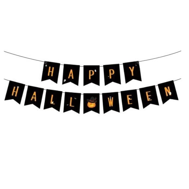 Decoración de fiesta de Halloween con banderas y pancartas
