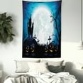 thumbnail image 3 of Halloween Tapestry, Spooky Concept with Scary Icons Old Celtic Harvest Figures in Dark Image Holiday Print, Wall Hanging for Bedroom Living Room Dorm Decor, 40W X 60L Inches, Blue, by Ambesonne, 3 of 5