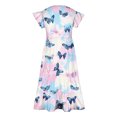 thumbnail image 4 of HOMADLES Girls Teen Dresses Ruffled Flower Print Short Sleeve Crewneck Stretch Layered Breathable Pocket Casual Dress C Multicolor 14-15 T, 4 of 5