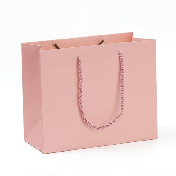 10pcs Kraft Paper Bags Gift Bags Shopping Bags Wedding Bags Rectangle with Handles Pink 18x22x10.1cm