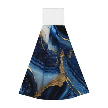 Bixox Navy Blue Marble Print Hand Towels for Bathroom Kitchen Fingertip Towel Fast Drying Washcloth for Bathroom Kitchen Home Decor