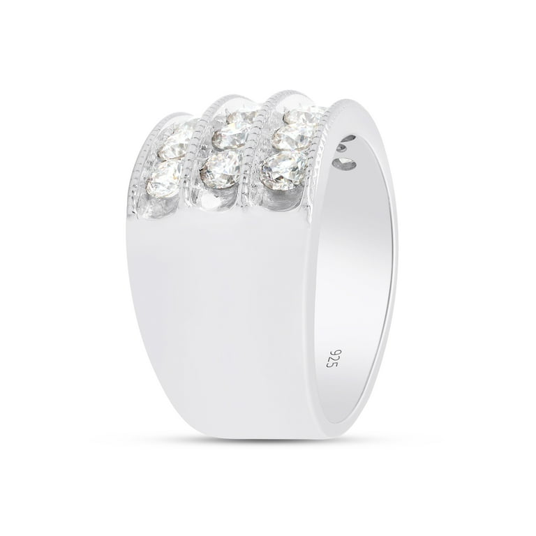 Men's 14K Gold Over Sterling Silver Wedding Band With Moissanite & Lab Diamond (0.85 Cttw)