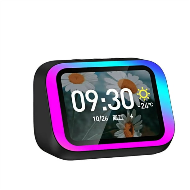 Altavoz Bluetooth Inteligente con Pantalla Grande y Control de Temperatura, Altavoz de Mesa con FM, Decoración de Oficina, Color Negro.