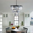 thumbnail image 2 of 20" Luxury 3-Tier Crystal Chandelier, 7-Light Black Frame Pendant Light, Elegant Ceiling Lighting for Living Room, Dining Room, Bedroom (No Bulbs), 2 of 9