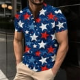 thumbnail image 3 of WREESH Men's Henley T-Shirt Short Sleeve Button Front 4th of July Print Summer Casual Style Multicolor, 3 of 5