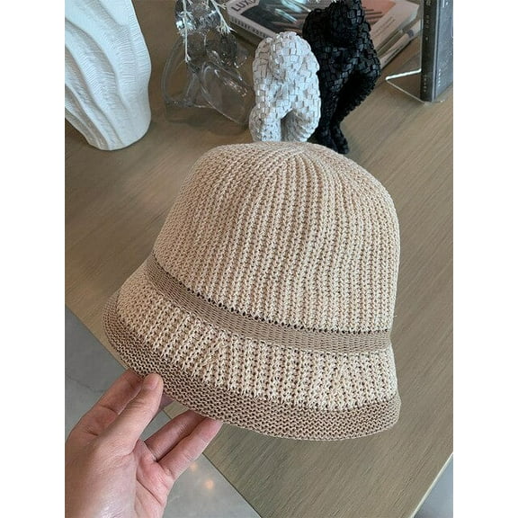 CoCopeaunts Summer Knitted Bucket Hat Breathable Colorblock Womens Hip Hop Cap Men Foldable Bob Fisherman Hat Outdoor Travel Gorros Panama