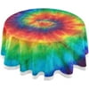 Tie Dye Round Tablecloth Stain Resistant Table Cloth Polyester Table Cover for Kitchen Dining Party Home Decor 60 Inch
