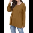 thumbnail image 3 of Blusas de Mujer de Larga con Cuello en V, Túnicas Casuales, Camisas Básicas, Blusas Holgadas Amarillo M, 3 of 7