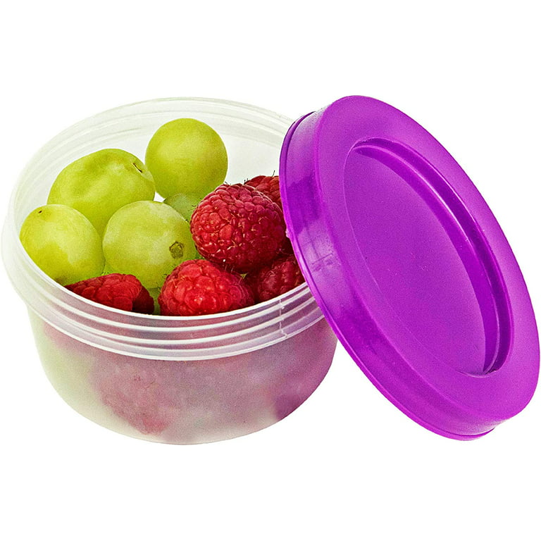 DecorRack 4 Small Plastic Storage Jars with Screw on Lids, 8 oz Multicolor  Containers 