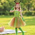thumbnail image 2 of Playtopia Big‑Girls 4‑Piece Caterpillar‑Themed Cosplay Costume Set Spaghetti‑Strap Tulle Tutu Dress, Ant Headband, Striped Gloves And Matching Socks Size S‑XXL, 2 of 6
