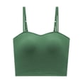 thumbnail image 5 of Wang6 Women Cropped Spaghetti Strap Camisole Ribbed Sleeveless Cami Tank Tops Causal Stretchy 2 Straps T Shirts Undershirts Green XL, 5 of 5