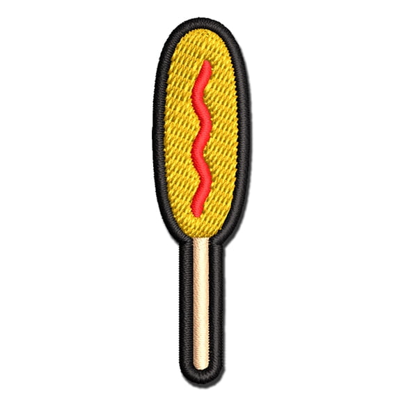 Corn Dog Applique Multi-Color Embroidered Iron-On Patch - 2.5 Inch Small