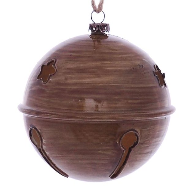 Vickerman MC198191 4 in. Brown Wood Grain Bell Ornament - 6 per Bag