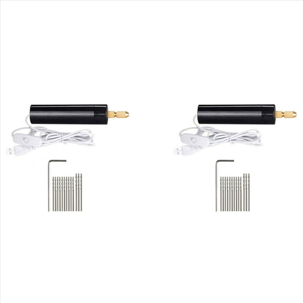 2 Juego de Taladro Manual Microeléctrico de 0,7-1,2 mm para Resina, Mini Taladro Eléctrico para Hacer Joyas, Kit de Tornillo de Banco Eléctrico