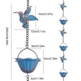 thumbnail image 3 of 7.87FT Decorative Rain Chain Hummingbird Rain Chains for Outside Copper Rain Chain Bell with 7 Cups Decorative Rain Catcher Chain Replacement Downspout for Gutters (Blue), 3 of 7