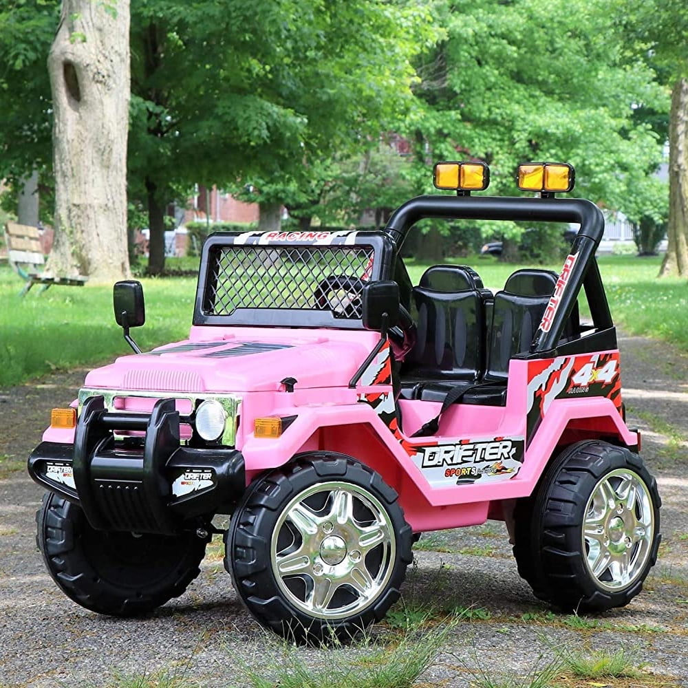 First Drive Jeep Wrangler Kids Electric Ride On Car w/ Remote Control, Pink  