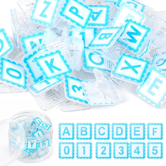 Threns 36 Pcs Sewing Clips for Fabric Set, Fabric Quilting Clamps with Letters and Numbers for Organizing Quilting Supplies Crafts, with Storage Box