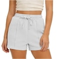 thumbnail image 2 of Shorts de Sudadera para Mujer - Shorts Cómodos de Cintura Alta con Cordón, Casuales de Verano para Entrenamiento, Blanco, M, 2 of 5